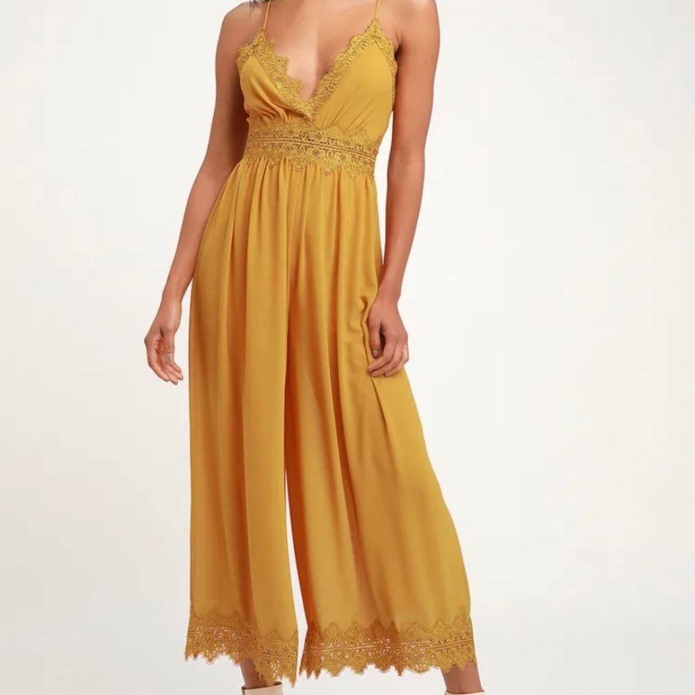 NWT Golden Yellow Lace Jumpsuit